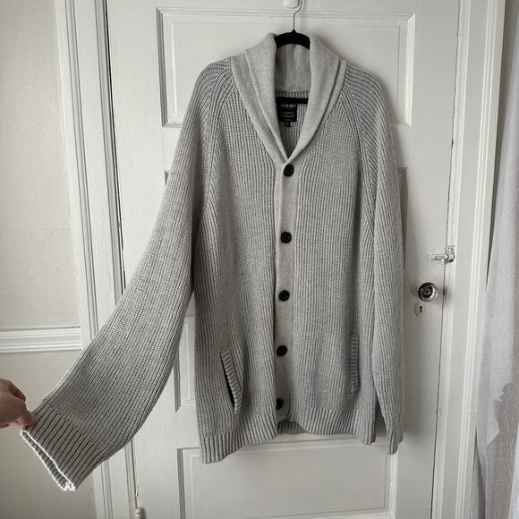 XRay Mens Button Front Cardigan Sweater Collared 6XL Gray Knit Classic NWOT - Picture 6 of 17